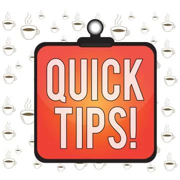 Writing note showing Quick Tips. Business photo showcasing small but Stock Illustration