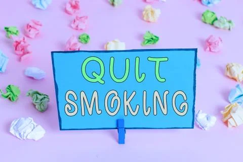 Writing note showing Quit Smoking. Business photo showcasing process of Stock Photos