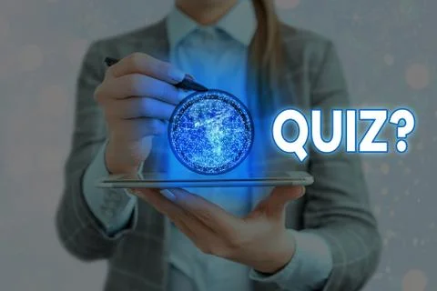 Writing note showing Quiz Question. Business photo showcasing test of knowledge Foto stock