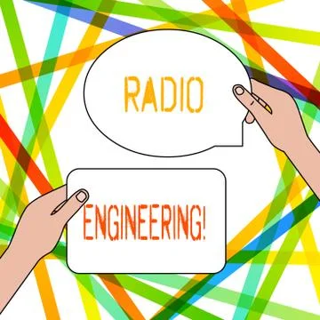 Writing note showing Radio Engineering. Business photo showcasing Concerned with Illustrazione stock