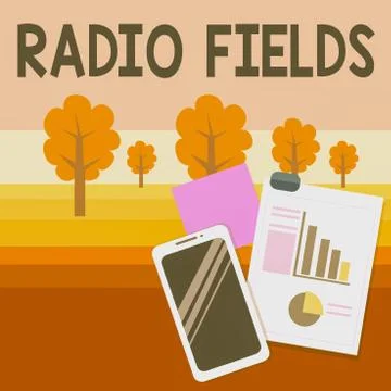 Writing note showing Radio Fields. Business photo showcasing electromagnetic Stock Illustration