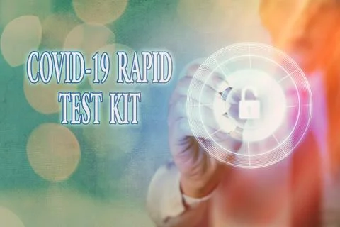 Writing note showing Rapid Test Kit. Business photo showcasing Emergency medical Stock Photos