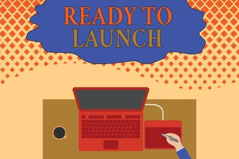 Writing note showing Ready To Launch. Business photo showcasing an event to Stock Illustration