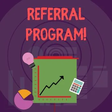 Writing note showing Referral Program. Business photo showcasing internal Illustrazione stock