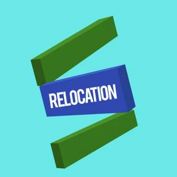 Writing note showing Relocation. Business photo showcasing Action of moving to a Illustrazione stock