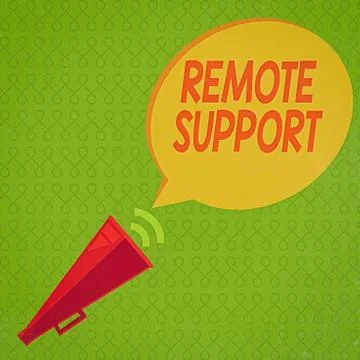 Writing note showing Remote Support. Business photo showcasing type of secure Stock Illustration