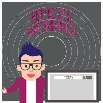 Writing note showing Remote Working. Business photo showcasing situation in Stock Illustration