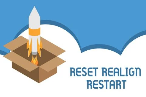 Writing note showing Reset Realign Restart. Business photo showcasing Life audit 库存插图