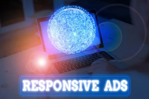 Writing note showing Responsive Ads. Business photo showcasing Automatically 库存照片