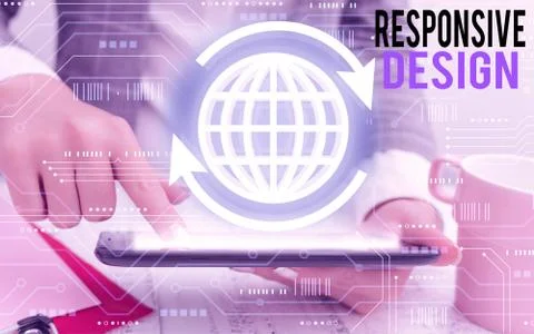 Writing note showing Responsive Design. Business photo showcasing web page Foto stock