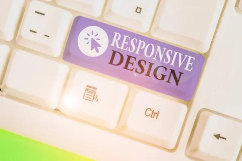 Writing note showing Responsive Design. Business photo showcasing web page Stockfoto's