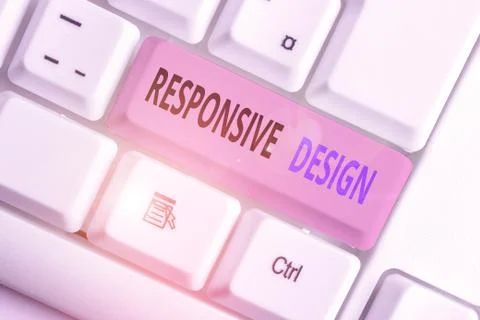 Writing note showing Responsive Design. Business photo showcasing web page Foto stock