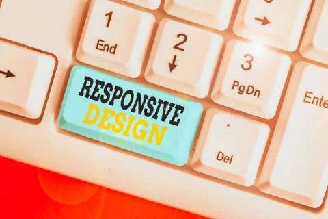 Writing note showing Responsive Design. Business photo showcasing web page Foto stock