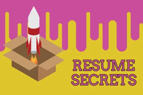 Writing note showing Resume Secrets. Business photo showcasing Tips on making Stock Illustration
