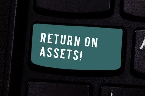 Writing note showing Return On Assets. Business photo showcasing percentage how Fotos Stock