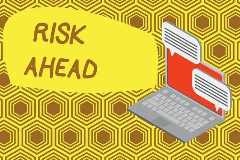 Writing note showing Risk Ahead. Business photo showcasing A probability or Illustrazione stock