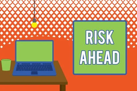 Writing note showing Risk Ahead. Business photo showcasing A probability or Stockillustratie