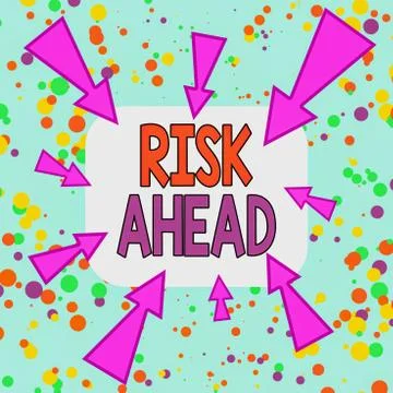 Writing note showing Risk Ahead. Business photo showcasing A probability or Illustrazione stock