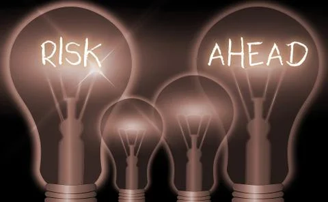 Writing note showing Risk Ahead. Business photo showcasing A probability or Stockillustratie