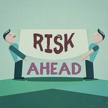 Writing note showing Risk Ahead. Business photo showcasing A probability or Illustrazione stock