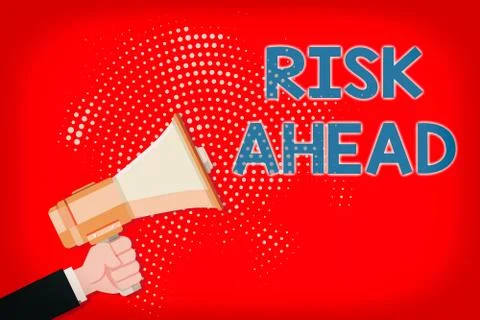 Writing note showing Risk Ahead. Business photo showcasing A probability or イラスト素材