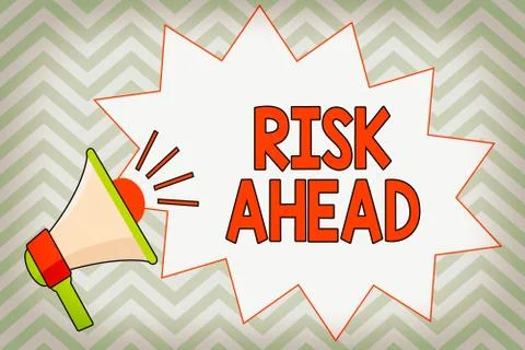 Writing note showing Risk Ahead. Business photo showcasing A probability or Illustrazione stock