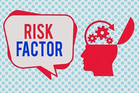 Writing note showing Risk Factor. Business photo showcasing Characteristic that Stock Illustration
