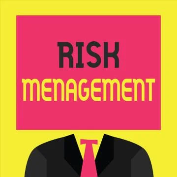 Writing note showing  Risk Management. Business photo showcasing evaluation o Stockillustratie