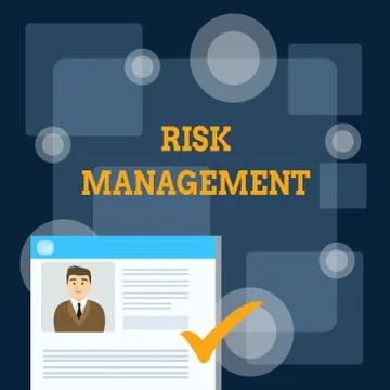 Writing note showing Risk Management. Business photo showcasing evaluation of Illustrazione stock