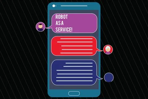 Writing note showing Robot As A Service. Business photo showcasing Artificial Illustrazione stock