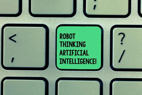 Writing note showing Robot Thinking Artificial Intelligence. Business photo 스톡 사진