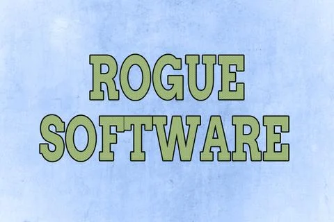 Writing note showing Rogue Software. Business photo showcasing type of malware Stock Illustration