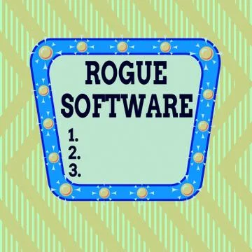 Writing note showing Rogue Software. Business photo showcasing type of malware イラスト素材