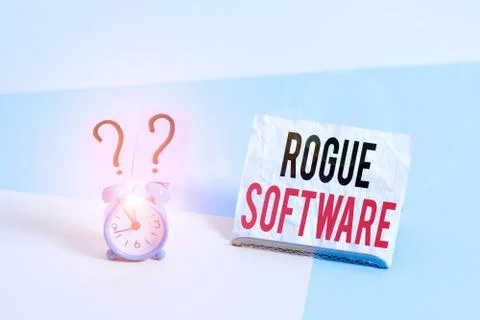 Writing note showing Rogue Software. Business photo showcasing type of malware 写真素材