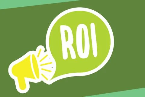 Writing note showing Roi. Business photo showcasing Performance measure used to Stock Illustration