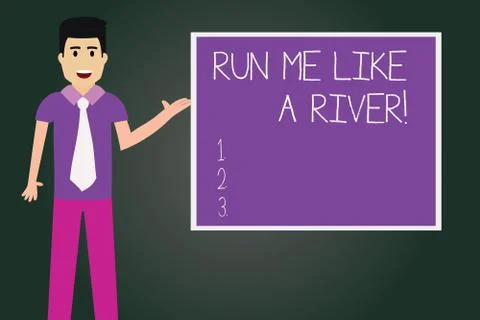 Writing note showing Run Me Like A River. Business photo showcasing Explore my Ilustração Stock