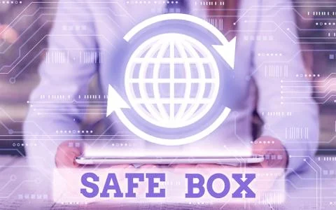 Writing note showing Safe Box. Business photo showcasing A small structure where 스톡 사진