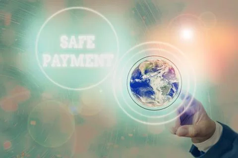 Writing note showing Safe Payment. Business photo showcasing webpage where Stock Photos