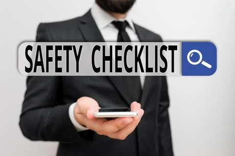 Writing note showing Safety Checklist. Business photo showcasing list of items Stock Photos
