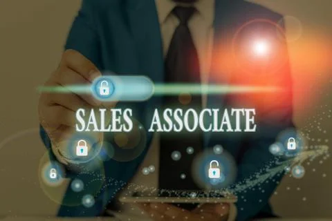 Writing note showing Sales Associate. Business photo showcasing primary task is Stock Photos