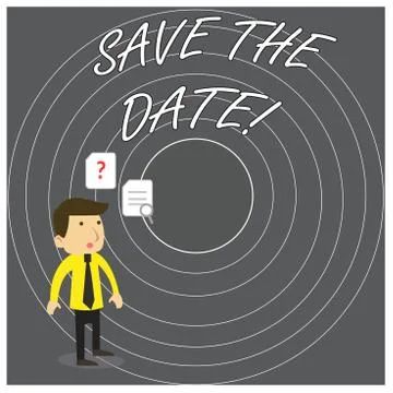 Writing note showing Save The Date. Business photo showcasing remember not Stock Illustration