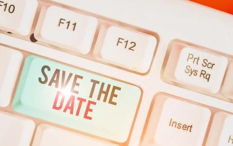 Writing note showing Save The Date. Business photo showcasing Systematized Stock Photos