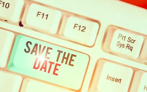 Writing note showing Save The Date. Business photo showcasing Systematized Stock Photos