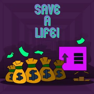 Writing note showing Save A Life. Business photo showcasing Help assistance Ilustración de archivo
