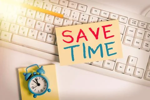Writing note showing Save Time. Business photo showcasing to do something more 库存照片