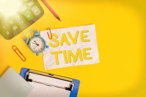 Writing note showing Save Time. Business photo showcasing to do something more Foto stock