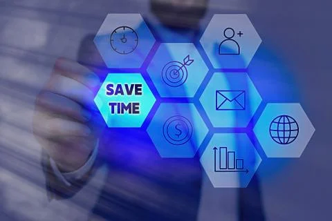 Writing note showing Save Time. Business photo showcasing to do something more Stock Photos