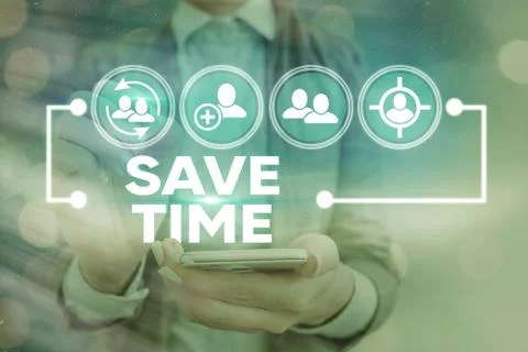 Writing note showing Save Time. Business photo showcasing to do something more Foto stock