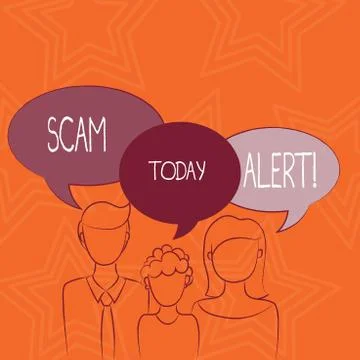 Writing note showing Scam Alert. Business photo showcasing Safety warning to Stock Illustration