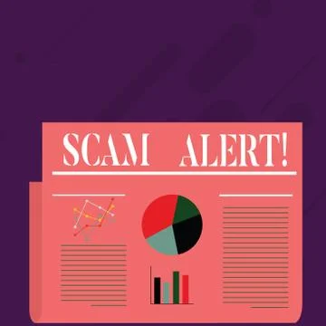 Writing note showing Scam Alert. Business photo showcasing Safety warning to Stock Illustration